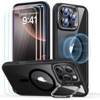 iPhone 16 Pro Max Classic Hybrid with Stash Stand Protection Bundle - Clear Black