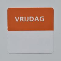 Etiket vrijdag wit/oranje 25x25mm 500 st