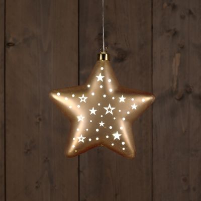 Star Glass Matt Gold With Stars 19 cm en Led Warm White en Anna's Collection - Annas collection