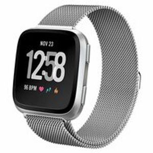 Fitbit Versa 1 / 2 & Lite milanese bandje - Maat: Large - Zilver