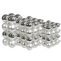 88x stuks glazen kerstballen zilver 4, 6 en 8 cm mat/glans - Kerstbal - thumbnail