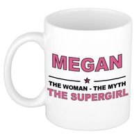 Naam cadeau mok/ beker Megan The woman, The myth the supergirl 300 ml - Naam mokken