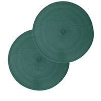 Set van 4x stuks placemats gevlochten kunststof emerald groen 38 cm - Placemats