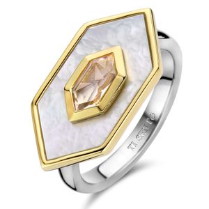 TI SENTO-Milano 12309MW Ring zilver-parelmoer-kleursteen zilver-en goudkleurig-wit-nude