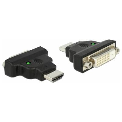 Delock 65020 HDMI / DVI Adapter [1x HDMI-stekker - 1x DVI-bus 24+1-polig] Zwart