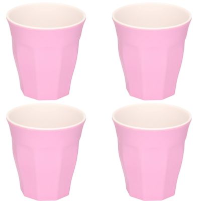 4x stuks onbreekbare kunststof/melamine roze drinkbeker 9 x 8.7 cm voor outdoor/camping