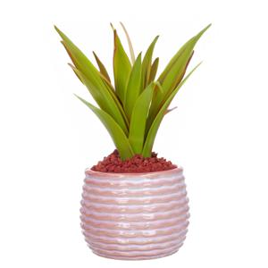 Bloempot/plantenpot Rise - ribbel - zachtroze - voor binnen - D14 x H10 cm