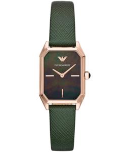 Emporio Armani groen lederen dameshorloge met twee wijzers AR11149