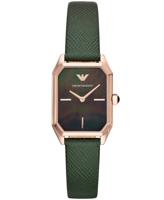 Emporio Armani groen lederen dameshorloge met twee wijzers AR11149