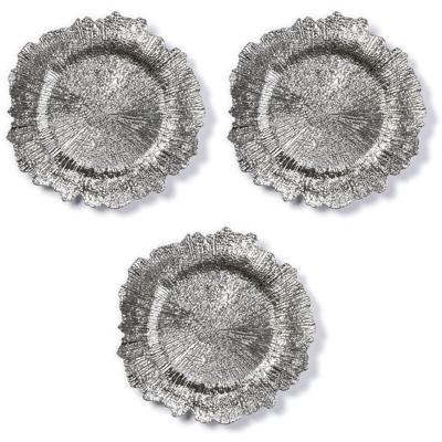 Diner onderborden - 3x - zilver - kunststof - 33 cm - dineren