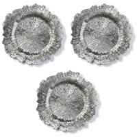 Diner onderborden - 3x - zilver - kunststof - 33 cm - dineren