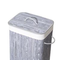 Homestyle Pro rechthoekige bamboe wasmand 40x30x60 cm grijs/wit