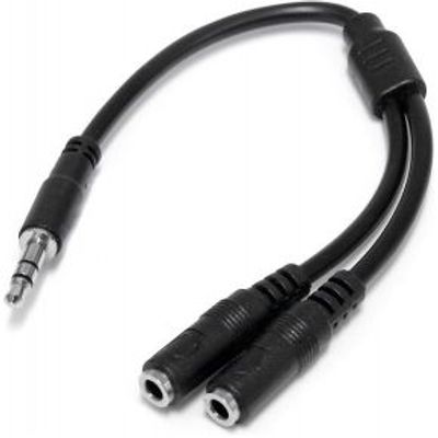 StarTech.com Slanke Stereo Splitterkabel Y-adapter 3,5mm Mannelijk naar 2x 3,5mm Vrouwelijk