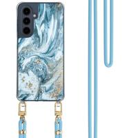 Samsung Galaxy A16 hoesje met blauw koord - Marble sea