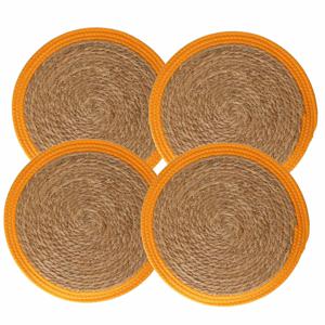 Set van 4x stuks placemats zeegras okergeel 39 cm