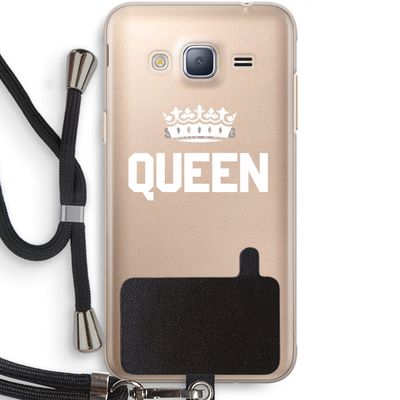 Queen zwart: Samsung Galaxy J3 (2016) Transparant Hoesje met koord