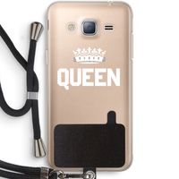 Queen zwart: Samsung Galaxy J3 (2016) Transparant Hoesje met koord