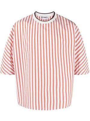Sunnei t-shirt rayé à col rond - Blanc