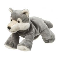 Pluche knuffel grijze wolf van 22 cm - thumbnail