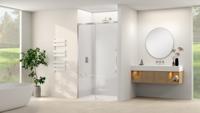 Schuifdeur Van Rijn Products ST09 Aan Vast Deel 180x200 cm 8 mm Helder Glas Softclose Incl. Beslag en Greep Geborsteld RVS
