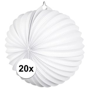 20x Party lampionnen wit 22 cm   -