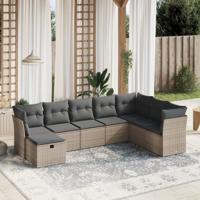 8-delige Loungeset met kussens poly rattan grijs 8-delige Loungeset met kussens poly rattan grijs