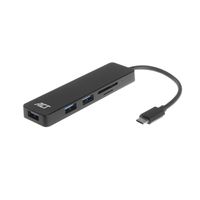 ACT AC6405 SuperSpeed USB-C Hub | 3x USB-A | 5 Gbps | Kaartlezer/Cardreader 1x SD/1x Micro SD | Zwart