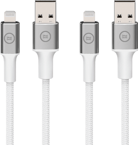 BlueBuilt Usb A naar Lightning Kabel 1,5m Nylon Wit Duo Pack