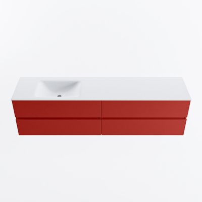 MONDIAZ VICA 190cm badmeubel onderkast Fire 4 lades. Wastafel CLOUD links 1 kraangat, kleur Talc.