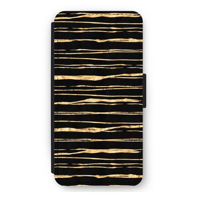 Gouden strepen: iPhone 12 Pro Max Flip Hoesje