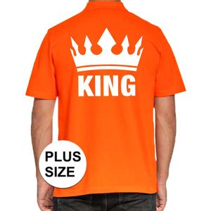 Grote maat Koningsdag polo t-shirt oranje King voor heren 4XL  -