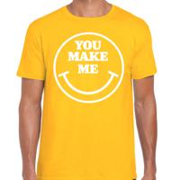 Verkleed T-shirt voor heren - you make me - Smile Emoticon - geel - carnaval - foute party - feestkl