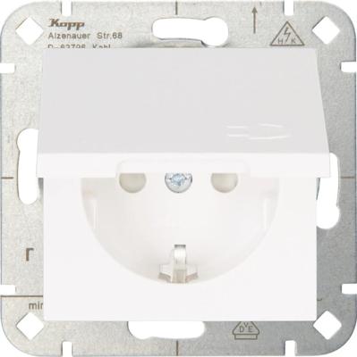 Kopp HK07 PURE mat wit inbouw stopcontact RA met deksel + kinderbeveiliging - 4624150