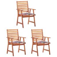 Tuinstoelen 3 st met kussens massief acaciahout