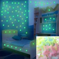 100PC Kids slaapkamer Glow Muurstickers sterren (Multicolor)