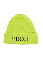 PUCCI Junior bonnet à logo intarsia - Vert - thumbnail