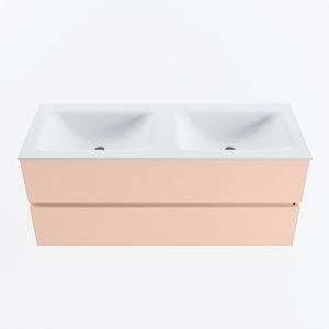 MONDIAZ VICA 120cm badmeubel onderkast Rosee 2 lades. Wastafel CLOUD dubbel 2 kraangaten, kleur Talc.