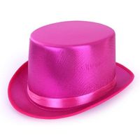 Roze hoge hoed metallic voor volwassenen - thumbnail