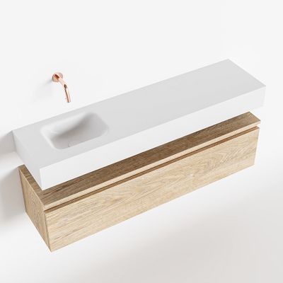 Toiletmeubel Mondiaz Andor | 120 cm | Meubelkleur Washed oak | Lex vrijhangend wastafel Talc Links | Zonder kraangat
