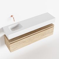 Toiletmeubel Mondiaz Andor | 120 cm | Meubelkleur Washed oak | Lex vrijhangend wastafel Talc Links | Zonder kraangat