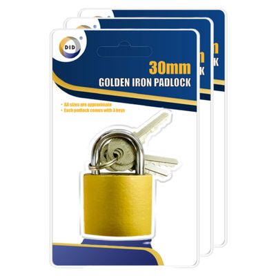 3x Stuks Hangslot met 3 sleutels - 3 cm - ijzer
