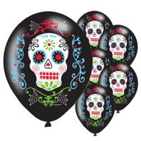 Ballonnen Halloween - 6x stuks - day of the dead - 27 cm - horror - halloweenfeestje