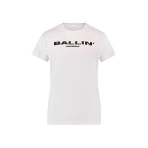 Ballin Amsterdam Junior by Purewhite T-shirt met tekst wit/zwart Ballin Amsterdam Junior by Purewhite T-shirt met tekst wit/zwart