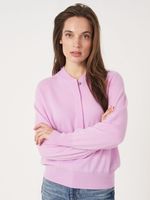Cashmere trui met baseballkraag en halve knoopsluiting