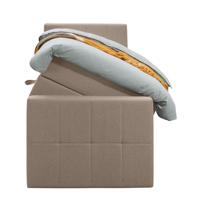 Leen Bakker - Boxspring Met Opbergruimte En Voetbord Liv Geblokt - 90x200cm - Stof - Beige