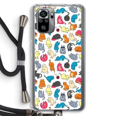 Kleurrijke katten: Xiaomi Redmi Note 10S Transparant Hoesje met koord