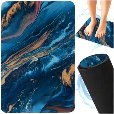 Ruhhy Badmat marmer - blauw - antislip - 80 x 50 cm - badkamer - douchemat - absorberend