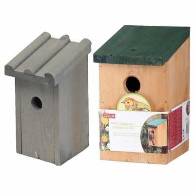 Nestkastjes/vogelshuisjes set van 2x stuks voor tuinvogels