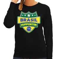 Brazilie / Brasil schild supporter sweater zwart voor dames - thumbnail
