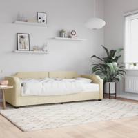 Slaapbank met matras 100x200 cm stof crèmekleurig